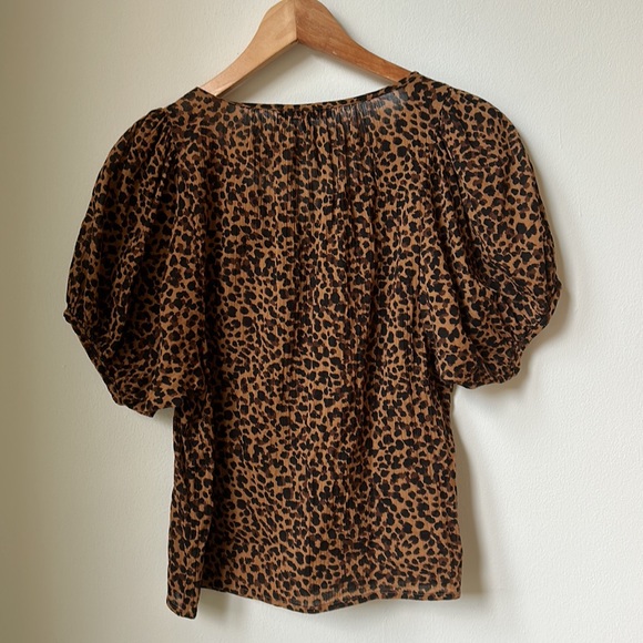Madewell Balloon-Sleeve Button-Up Top in Painted Leopard size XXS - Picture 5 of 5